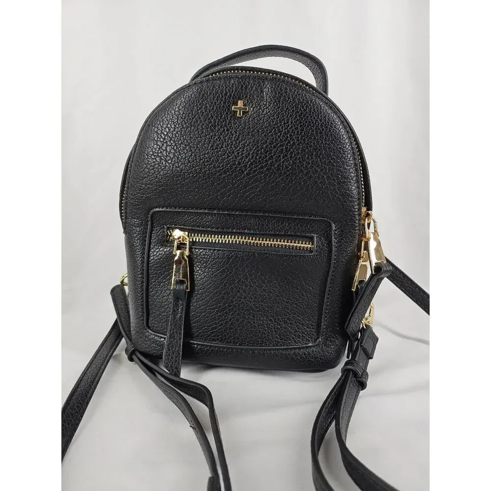 PETA & JAIN ZOE MINI BACKPACK – BLACK – VEGAN LEATHER – GOLD HARDWARE